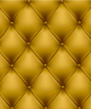 Yellow button-tufted leather background. Vector illustration. clipart