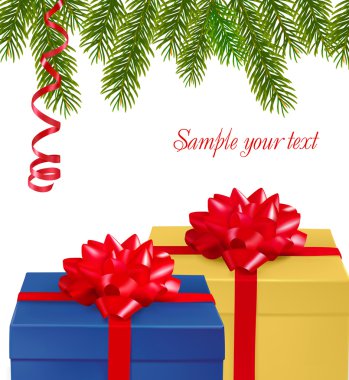 Christmas background with gift boxes . Vector. clipart