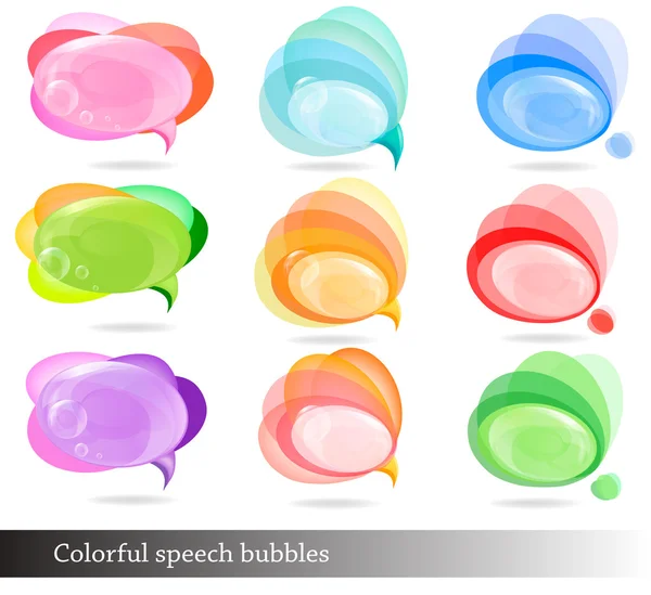 Collezione di discorsi colorati e bolle di pensiero. Vettore . — Vettoriale Stock