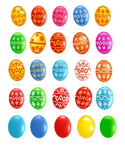 Grote reeks met kleurrijke Pasen eieren. vectorillustratie. — Stockvector