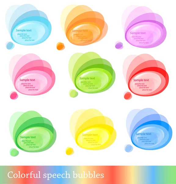 Collezione di discorsi colorati astratti e bolle di pensiero. Vettore — Vettoriale Stock