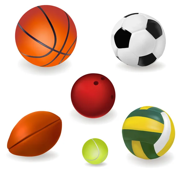 Un gran juego de pelotas deportivas. Ilustración vectorial . — Vector de stock