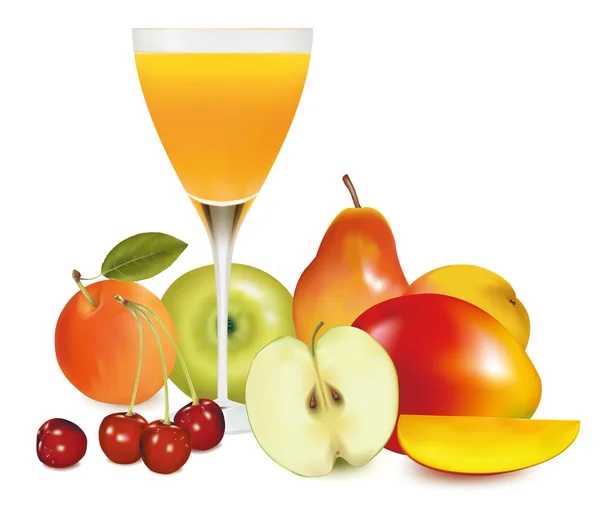 Свежие фрукты и сок. Векторная иллюстрация . — стоковый вектор