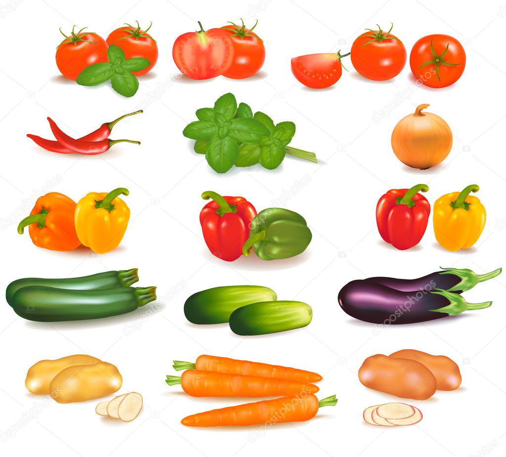 The big colorful group of vegetables.