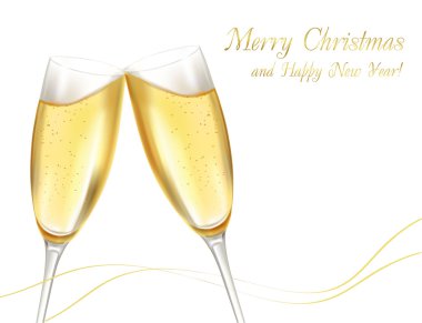 Vector illustration. Two glasses of champagne. clipart