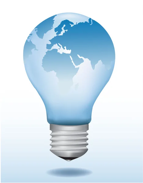 Light bulb with world map on it. Vector illustration. — Stock Vector