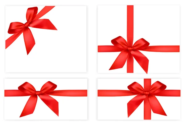 Collection de noeuds cadeaux rouges avec rubans. Vecteur . — Image vectorielle
