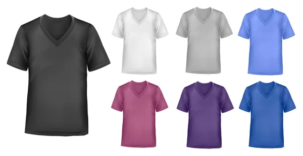 Zwart en kleur t-shirts. foto-realistische vectorillustratie — Stockvector