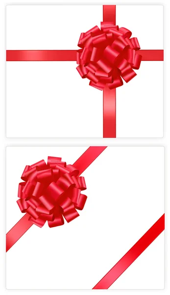 Collection de noeuds cadeaux rouges avec rubans. Vecteur . — Image vectorielle