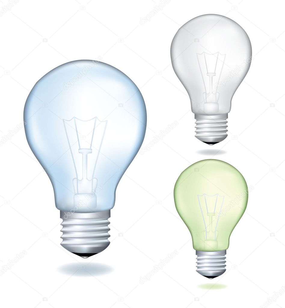 Set of a light bulbs. Realistic vector illustration.