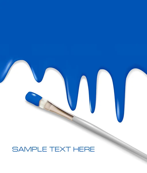 Pinceau bleu peignant le mur blanc. Vecteur de fond . — Image vectorielle