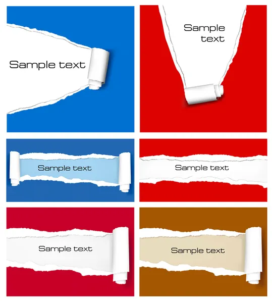 Conjunto de papéis coloridos rasgados. Ilustração vetorial —  Vetores de Stock