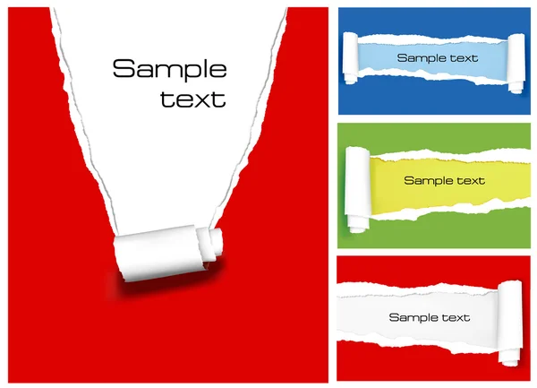 Set van geripte kleurrijke papier achtergronden. vectorillustratie — Stockvector