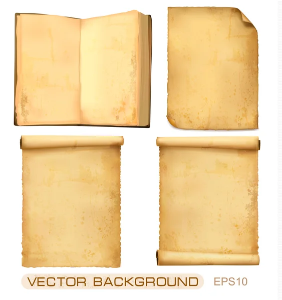 Set of old worn papers. Vector — Stock Vector