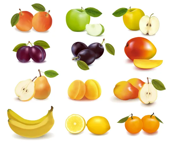 異なる種類のフルーツのグループ。ベクトル. — ストックベクタ