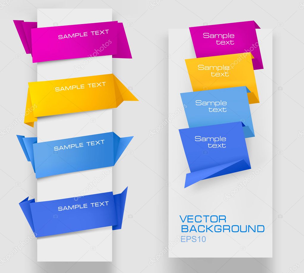 Set of origami paper banners.Vector background.