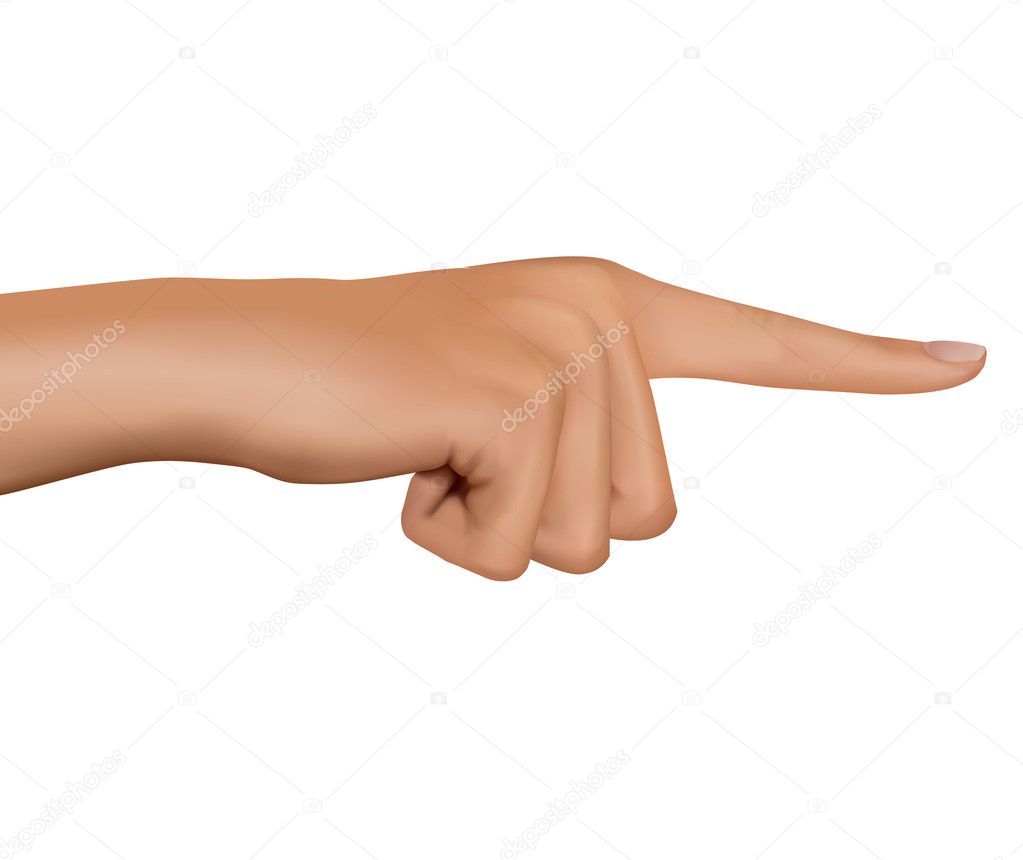 Hand with pointing finger. Vector.