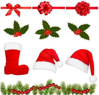 Set of Christmas objects. Vector. clipart