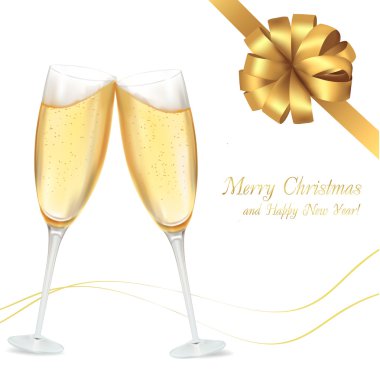 Vector illustration. Two glasses of champagne clipart