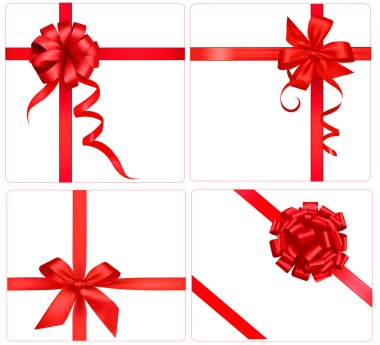 Big set of gift bows with ribbons. Vector. clipart