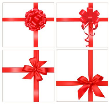 Big set of gift bows with ribbons. Vector. clipart