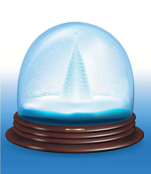 Vector globo de neve com uma árvore de Natal dentro . — Vetor de Stock