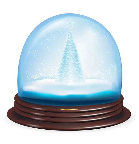 Vector snow globe with a christmas tree within. — Stock Vector
