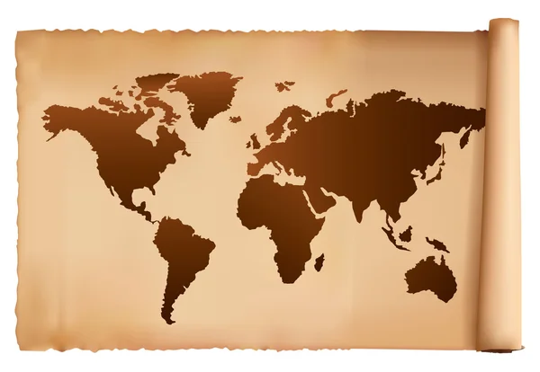 Παγκόσμιο χάρτη σε vintage σχέδιο. διάνυσμα. — Διανυσματικό Αρχείο
