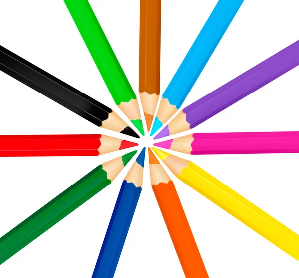Crayons de couleur sur un blanc. Vecteur — Image vectorielle