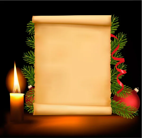 Vánoční dekorace na starý papír. vektor. — Stockový vektor