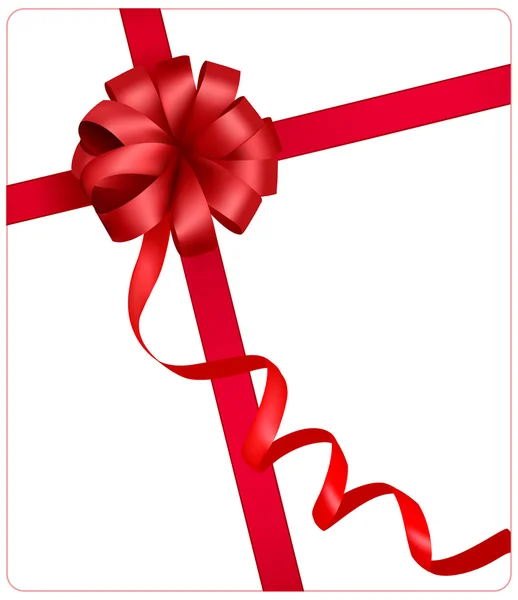 Holiday red bow with a ribbon. Vector. — Stock Vector