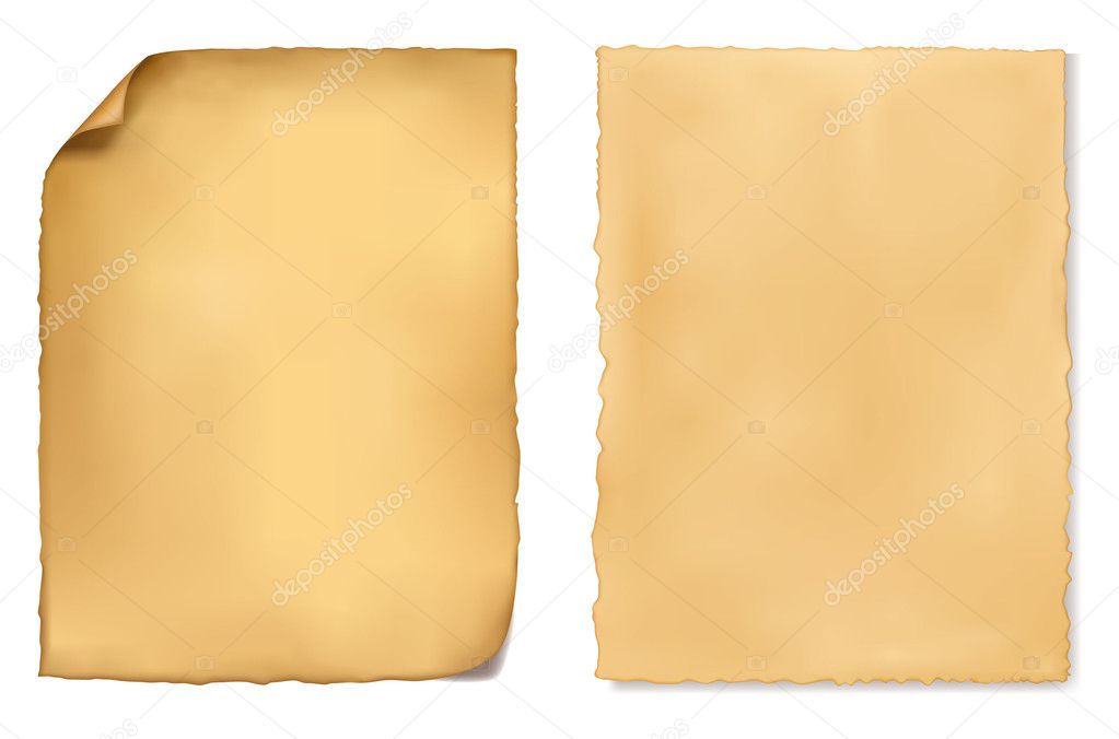 Set of old worn papers. Vector