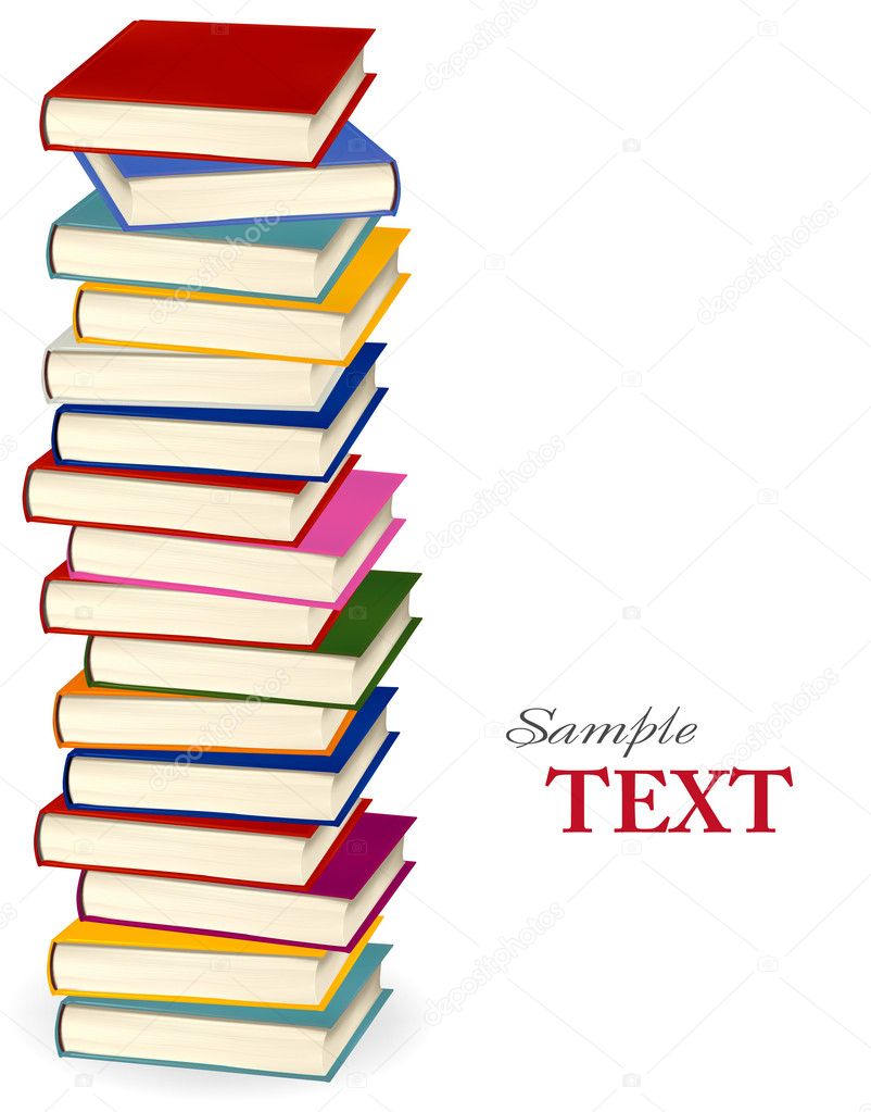 Stack of colorful books. Vector illustration.