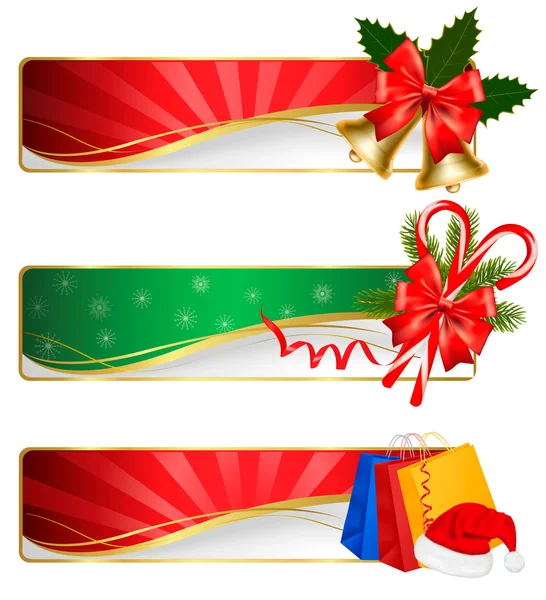 Conjunto de pancartas de Navidad de invierno. Ilustración vectorial — Archivo Imágenes Vectoriales