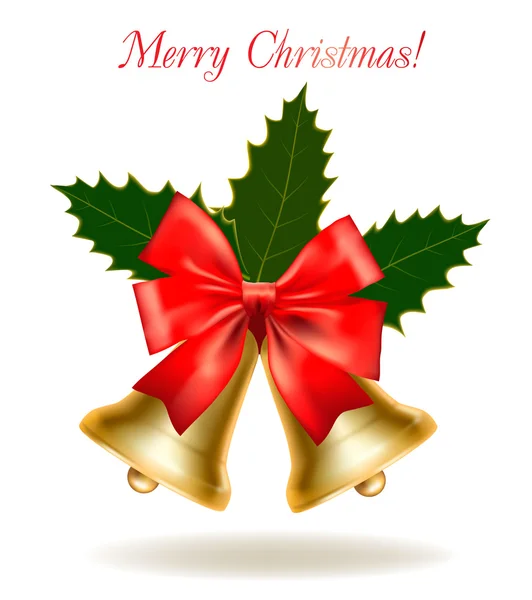 Carte de Noël avec cloches et arc. Illustration vectorielle . — Image vectorielle