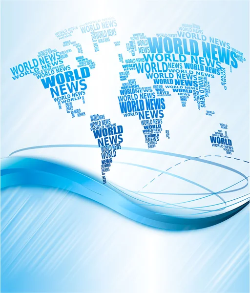 Concepto de noticias mundiales. Mapa del mundo abstracto hecho de palabras de noticias del mundo. Vector — Vector de stock