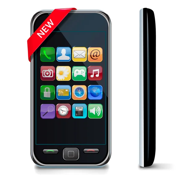 Dois modernos telefones celulares touch-screen. Vetor . — Vetor de Stock