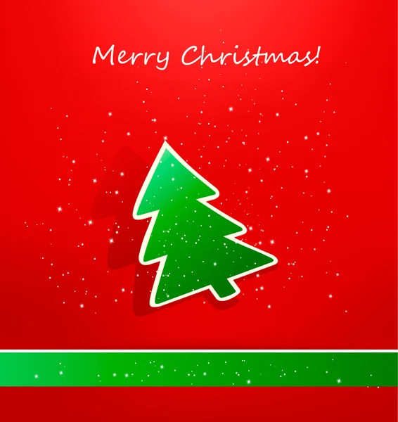Cartão de Natal com árvore de papel verde. Ilustração vetorial . — Vetor de Stock