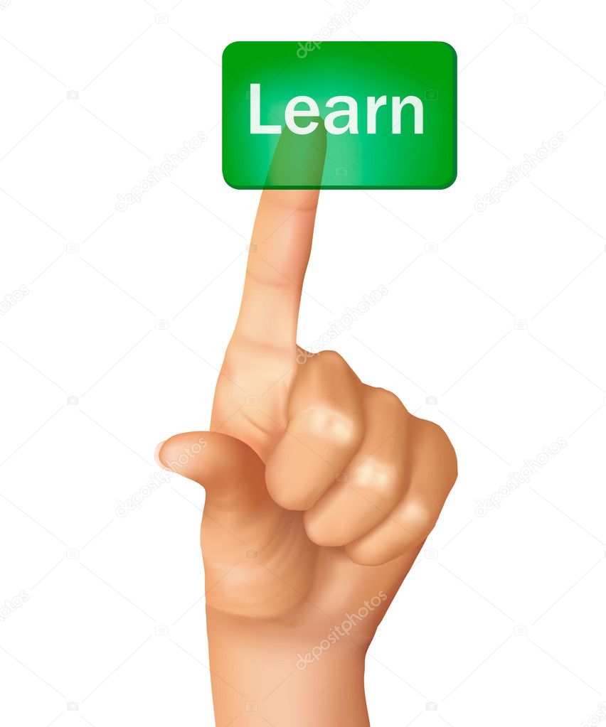 A finger pushing learn button.