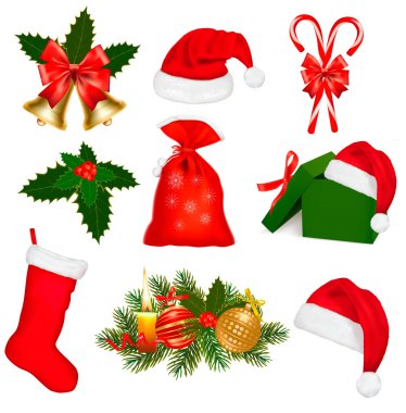 Set of Christmas objects. Vector. clipart