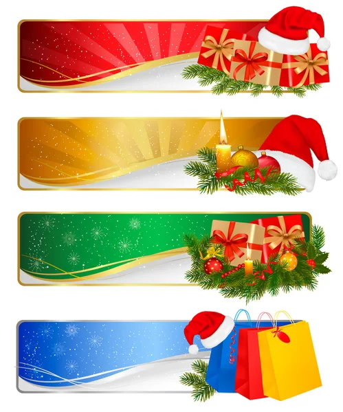 Набор зимних рождественских знамен. Векторная иллюстрация — стоковый вектор