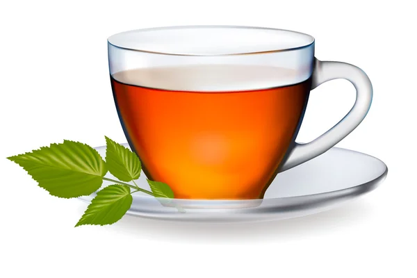 Φλιτζάνι τσάι με τα φύλλα. εικονογράφηση φορέας. — Διανυσματικό Αρχείο