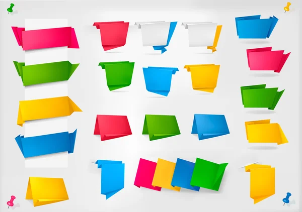 Большая коллекция цветных бумажных баннеров оригами. Векторная иллюстрация . — стоковый вектор