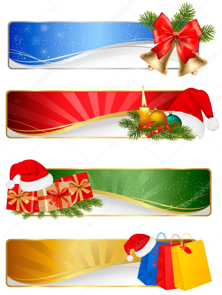 Set of winter christmas banners. Vector illustration