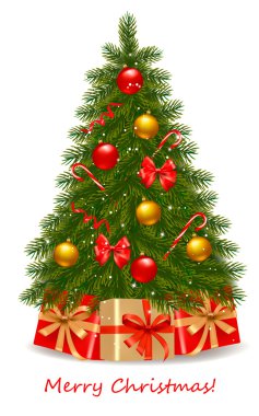 Christmas tree and gifts. Vector illustration. clipart