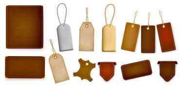 Set of leather labels and tags. clipart