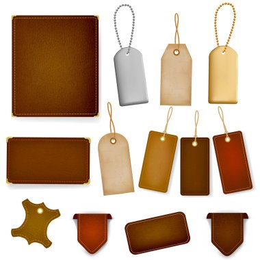 Set of leather labels and tags. clipart