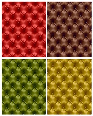 Four colorful button-tufted leather backgrounds. Vector illustration. clipart