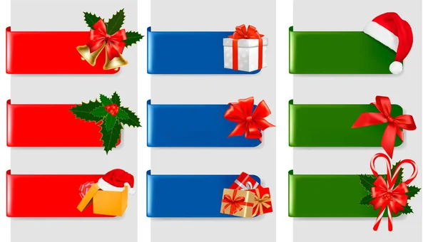 Conjunto de pancartas de Navidad de invierno. Ilustración vectorial — Vector de stock