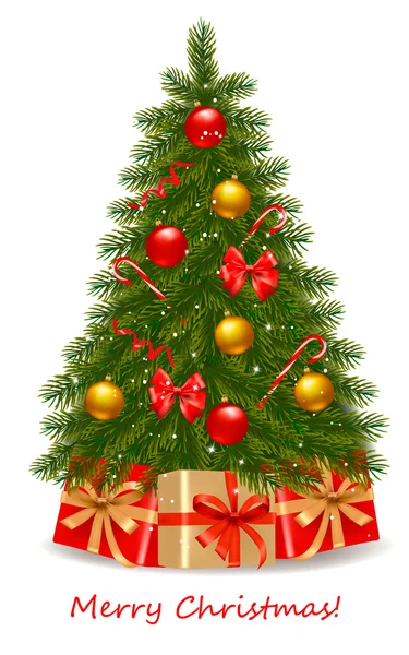 Vánoční stromek a dárky. Vektorová ilustrace. — Stockový vektor